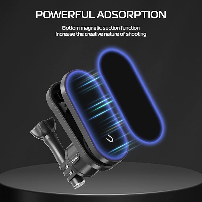 ULANZI Backpack Mount for Action Camera, Go Quick II Magnetic Suction Clip Clamp Mount Quick Release Shoulder Strap Holder Universal Accessories for Max Hero 13 12 11 10 9 8 7 6 5 Black DJI Action