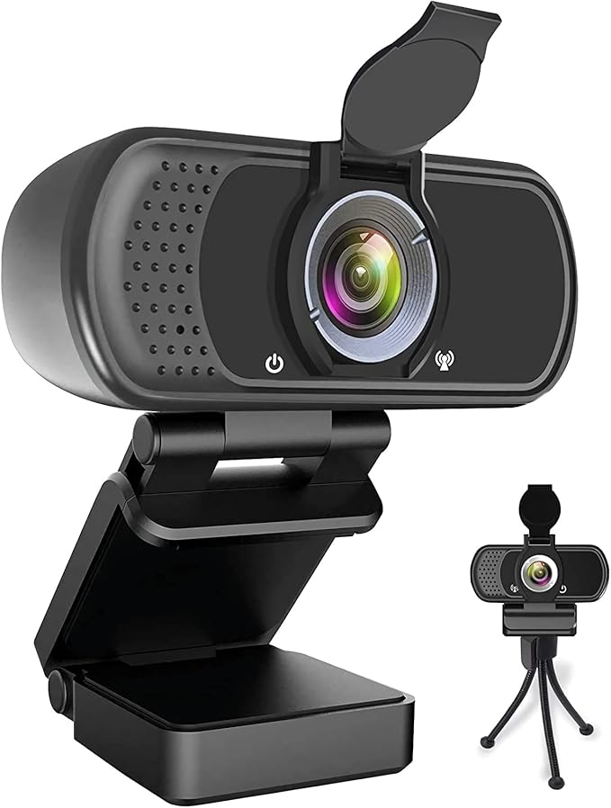 1080P Webcam with Microphone, HD Webcam Web Camera with Tripod Stand, Widescreen USB Computer Camera, Streaming Mic Web cam for Online Calling/Conferencing,Facetime/YouTube Desktop Laptop PC