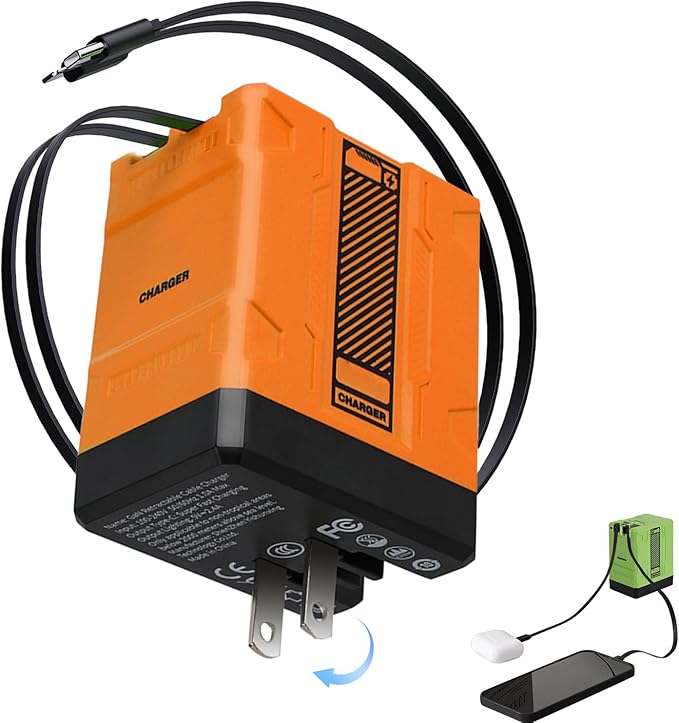 2 in 1 GaN Charger 120w, New Scalable Retractable 120w Fast Charger Module, All in 1 Foldable Charging Adapter Wall Plug for Phone, Tablet, Laptops (Orange)