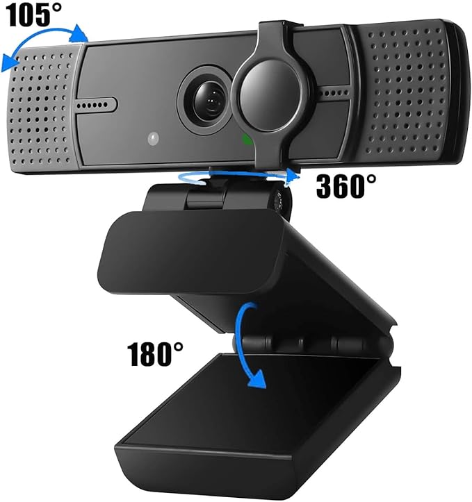 4K Webcam for PC & Laptop - Ultral HD 4K, AI Autofocus, Support DZoom and ePTZ, Built-in Noise-Canceling Mics and Slidable Privacy Cover for Business Meetings, Conferencing & Video Calls
