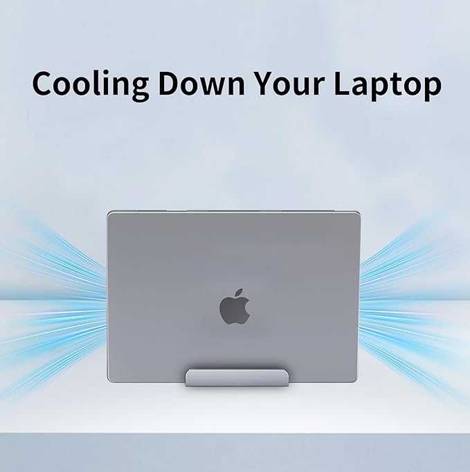 Aluminum Vertical Laptop Stand Holder for Desk Compatible with MacBook Pro, MacBook Air, Dell, HP, Lenovo, Up to 17.3 inches, Blue-Gray