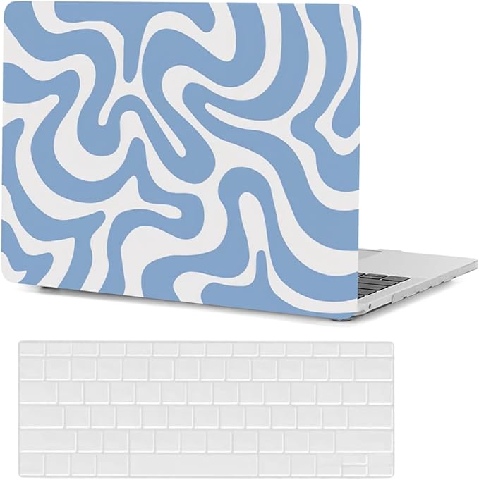 Hard Shell Compatible with MacBook Pro 16 Inch Case 2020 2019 Release Model A2141 with Touch Bar Touch ID, Plastic Protective Laptop Cover Case and Keyboard Skin, Blue Line