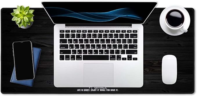 SSOIU 7 Rules of Life Motivational Quotes Mouse Pad 35.5 X 15.7 Inch XXL Full Desk Mousepad Extended Large Non-Slip Rubber Base Waterproof Big Keyboard Mat with Stitched Edges for Gaming and Office