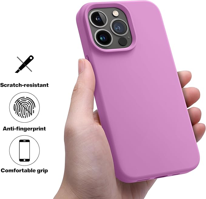 OTOFLY Compatible with iPhone 13 Pro Case,Liquid Silicone Slim Protective Shockproof Phone Case Cover with Anti-Scratch Microfiber Lining, 6.1 inch (Lilac Purple)