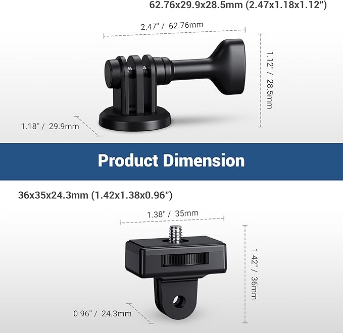 (3+2) 1/4"-20 Tripod Mount Adapter + Action Camera Tripod Adapter Mount Kit, Adapter Sets for Action Camera GoPro Hero 12 11 10 9 8 7 6 5 DJI Osmo Action 4 3 Insta360 Ace Pro