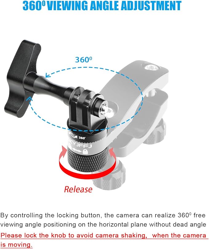 Bike Handlebar Mount forGopro Hero 13 12 11 10 9 8 DJI Osmo Insta360 AKASO and Other Action Camera 360-degree Rotation for 0.6-1.38 inch All-Aluminum Bicycle Motorcycle Handlebar Selfie Stick