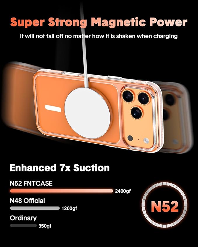 3-in-1 for iPhone 17 Pro case with Screen Protector & Camera Cover, N52 Magnetic Phone Case Compatible with MagSafe, Non-Slip Matte Bumper with Crystal Clear Back, Anti-Scratch Protective Slim Kit