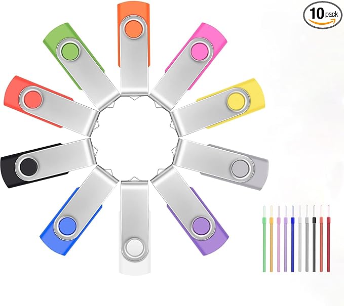 FEBNISCTE Flash-Drive 8 GB 10 Pack 2.0 USB Thumb Drive USB Drive Pack USB- Flash-Drives Memory Stick Jump Drive Zip-Drive for File Backup and Transfer