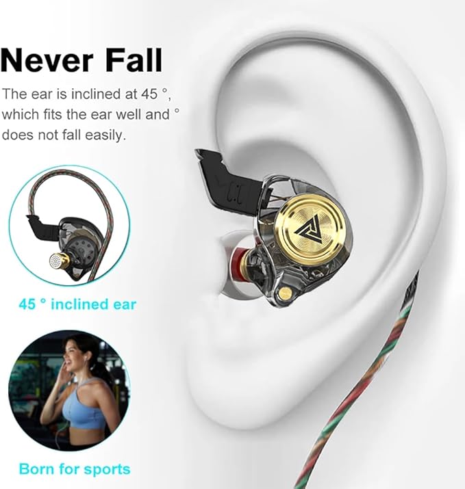 Wired Gaming Earbuds, Ak3file in Ear Monitors, Deep Bass Sound Wired Earbuds, HiFi in Ear Headphones with 1DD 10mm Dynamic Driver, IEM for Music Gaming Video Calling (Black)