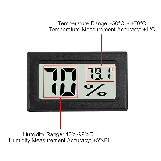 3Pcs Mini Digital Thermometer Hygrometer Electronic Temperature Humidity Gauge Meters Indoor LCD Display Fahrenheit for Greenhouse,Garden,Car Cellar and Office