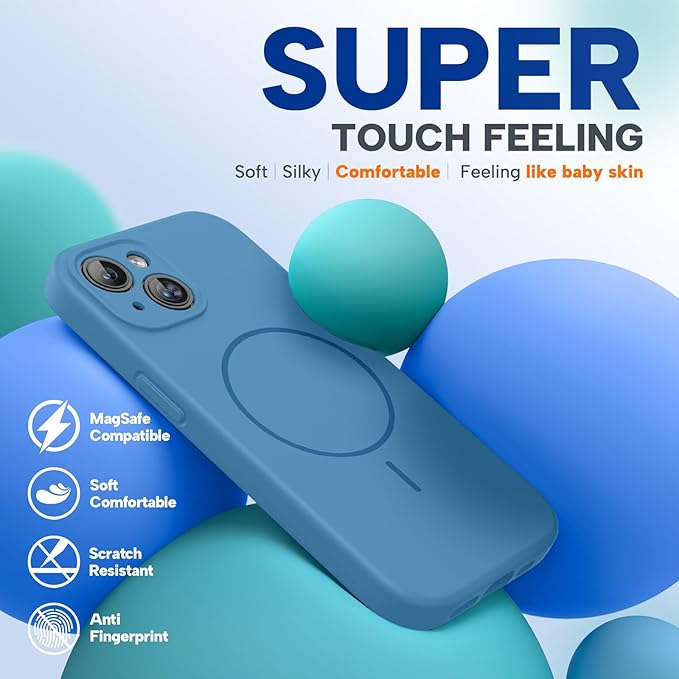 Miracase Compatible with iPhone 15 Case, [Soft Anti-Scratch Microfiber Lining], Liquid Silicone Case Gel Rubber Shockproof Drop Protection Phone Case for iPhone 15, Capri Blue