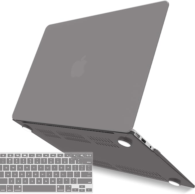 IBENZER Compatible with Old Version MacBook Air 13 Inch Case (2010-2017 Release). Models: A1466 / A1369, Plastic Hard Shell Case with Keyboard Cover for Mac Air 13, Ultra Gray, A13UAGY+1