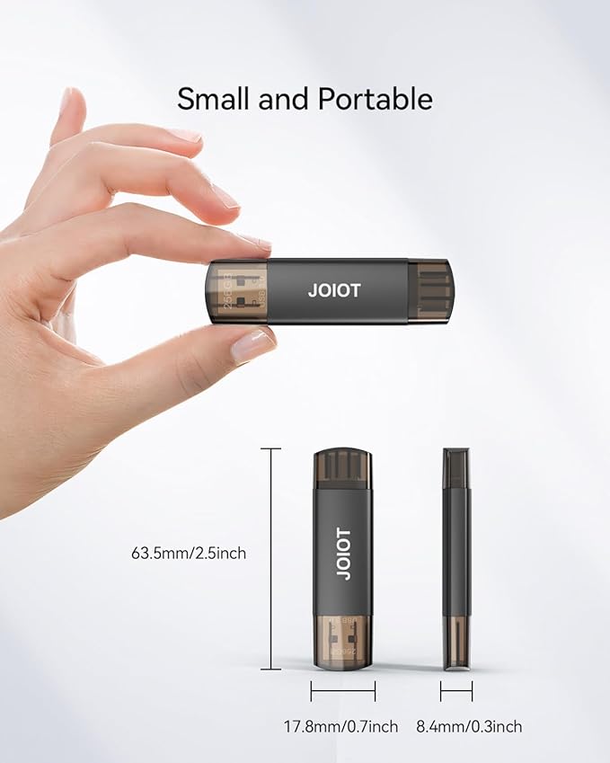 JOIOT 256GB USB C Flash Drive Dual USB 3.0 Type C + USB A Portable 2-in-1 Thumb Drive for Smartphone Tablet Computer Mac iPhone 15 Black
