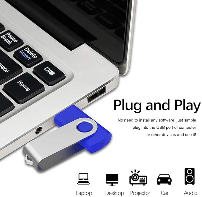 Aiibe 10 Pack 64GB USB Flash Drive 64 GB Flash Drive 64G USB 2.0 Memory Stick Thumb Drive Data Storage Jump Drives 64GB Zip Drives Wholesale/Lot/Bulk (Blue)