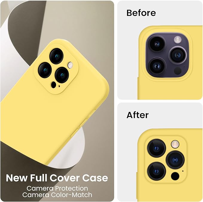 FireNova Designed for iPhone 14 Pro Max Case, Silicone Upgraded [Camera Protection] Case, Soft Anti-Scratch Microfiber Lining Inside, 6.7 inch, Yellow