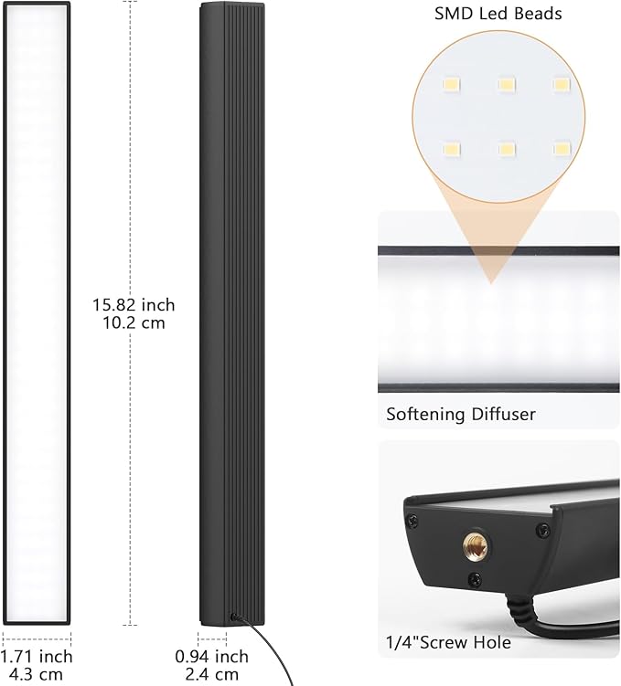2 Pack Led Video Light Wand Stick, Obeamiu 5600K Led Photography Lighting Wand Kit with 63'' Tripod Stand/Color Filters, Studio Photo Lights for Video Recording/Streaming/Portrait/Vlog/Makeup/Podcast