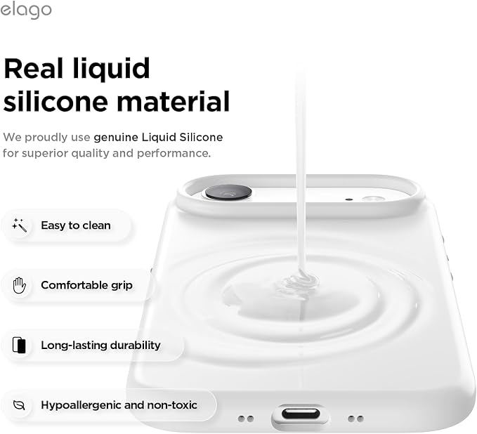 elago for iPhone Air Case, Premium Magnetic Silicone Case, Compatible with MagSafe, Liquid Silicone Material, Protective Cover, Shockproof, Slim Phone, 6.5 inch (White)