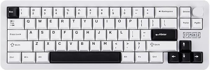 EPOMAKER Galaxy68 QMK/VIA Wireless Mechanical Keyboard, Anodized Aluminum, TOP/Gasket, 6000mAh, RGB Side/Backlight, 65% Gaming Keyboard with Hot-Swap Creamy Switch (White, Marble White Switch)