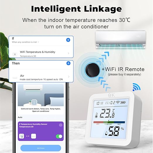 Zero Kelvin WiFi Smart Temperature & Humidity Sensor – App-Controlled Thermometer Hygrometer with Backlight & Smart Alerts