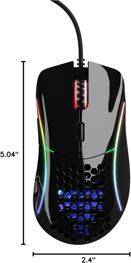 GLORIOUS Gaming - Superlight Wired PC Gaming Mouse with Honeycomb Shell, 6 Programmable Buttons, RGB Lighting & PTFE Skates - Model D, Glossy Black