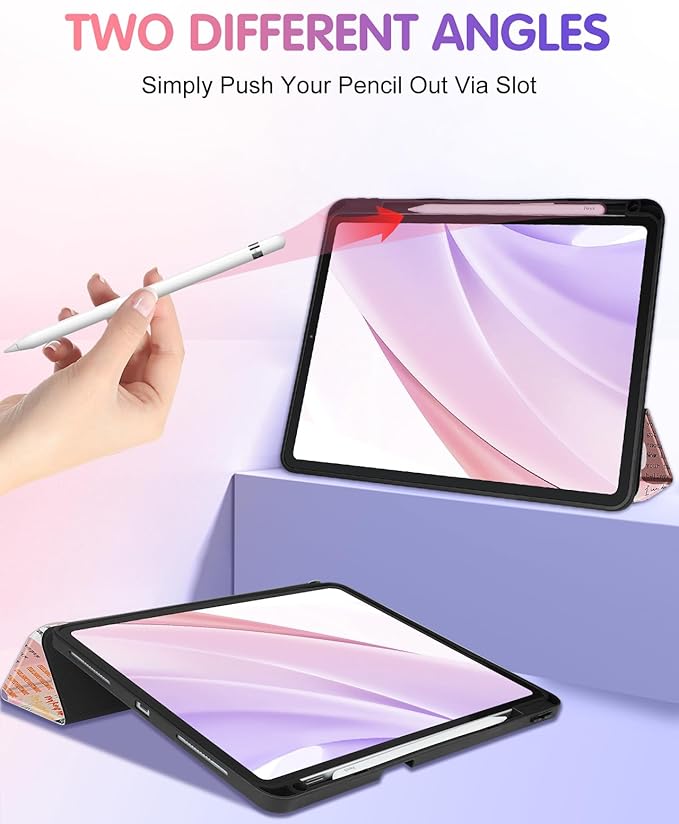 Uppuppy for iPad Air 11 inch Case, Air 5th/4th Generation 10.9, Pro 11'' (4th/3rd/2nd/1st Gen) Case Girls Cute Women Pencil Holder Quotes Design Girly Folio Cover for iPad Air 11 2024/2025 (M2/M3)