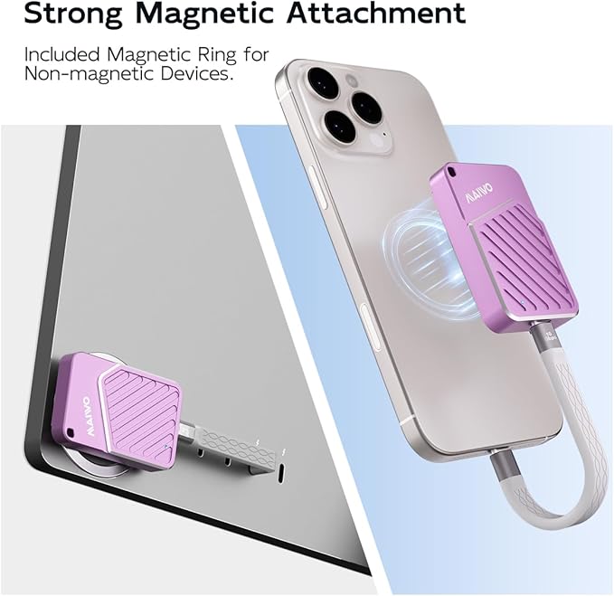 MAIWO 512GB Magnetic Portable SSD 2050MB/s USB C 3.2 GEN2x2, External Solid State Drive for iPhone15/16/17/Mac/iPad/Android/Windows, Aluminum, Support 4K ProRes Video Record