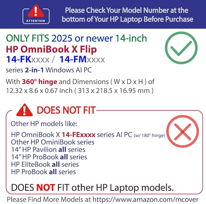 mCover Hard Case ONLY Compatible for 2025+ 14" HP OmniBook X Flip 14-FMxxxx 14-FKxxxx 2-in-1 (with 360° Hinge) Windows Laptop (NOT Fitting Any Other HP Models)- Green