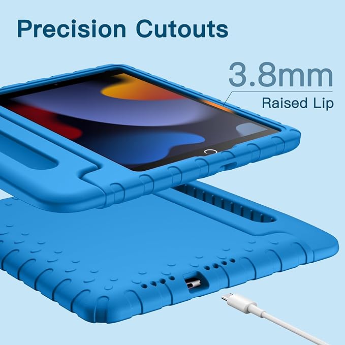 JETech Kids Case for iPad 10.2 Inch (9th/8th/7th Generation, 2021/2020/2019), iPad Air 3 10.5 (3rd Gen, 2019) and iPad Pro 10.5 2017, Shockproof Lightweight Tablet Cover with Handle Stand (Blue)