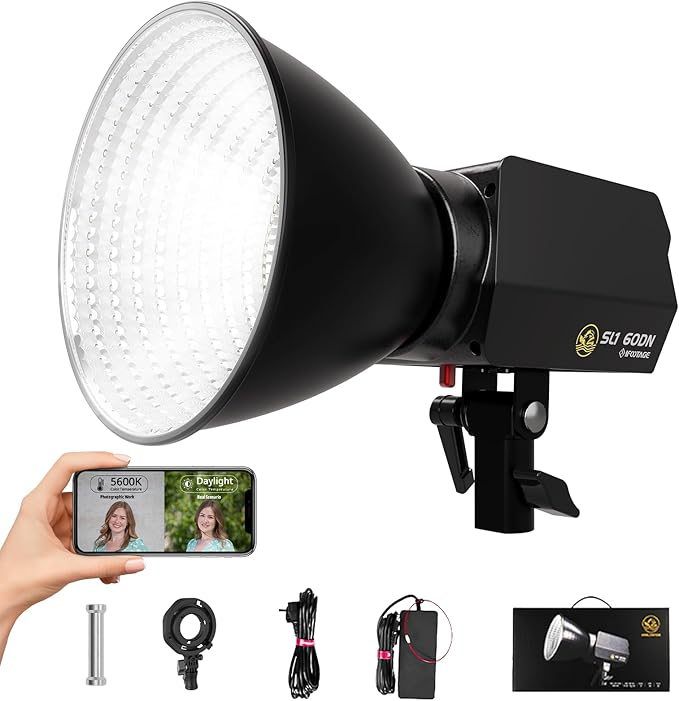 IFOOTAGE LED Video Light SL1 60DN,5600K Daylight Photography Lighting,70W Continuous Output Lighting,Lightweight Video Lighting for Video Recording,Studio,App Control