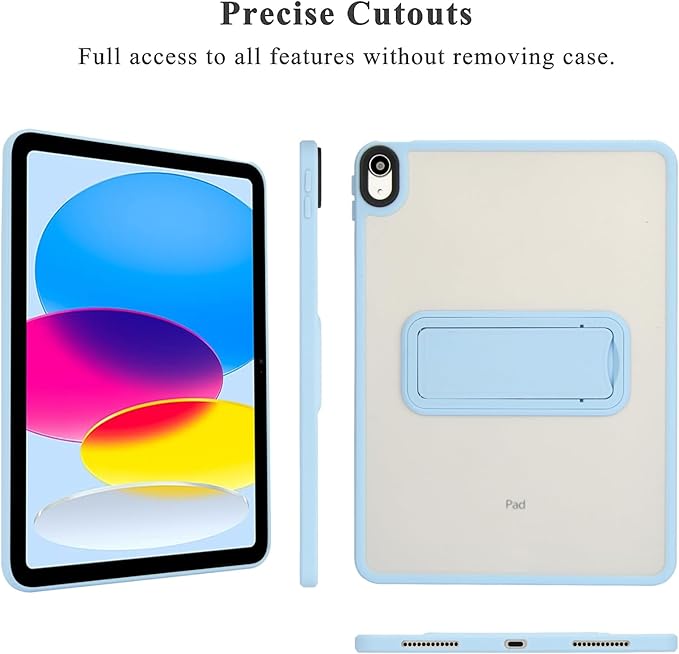 Shockproof Case for iPad (A16) 11th/10th Generation 10.9 inch 2025/2022, Kickstand Slim Fit Rugged Bumper Lightweight Anti-Scratch Bumper Case Cover for iPad 11th/10th Gen, Blue