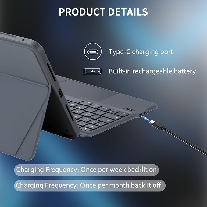 FanGoFast for iPad Case with Keyboard 11 Inch A16 10th Gen, Magnetic Detachable Keyboard Case Adjustable Stand, Backlit Keys with Touchpad (Gray, for iPad 11/10/Air 5/4/11"(M2/M3) Pro 11" 4/3/2/1)