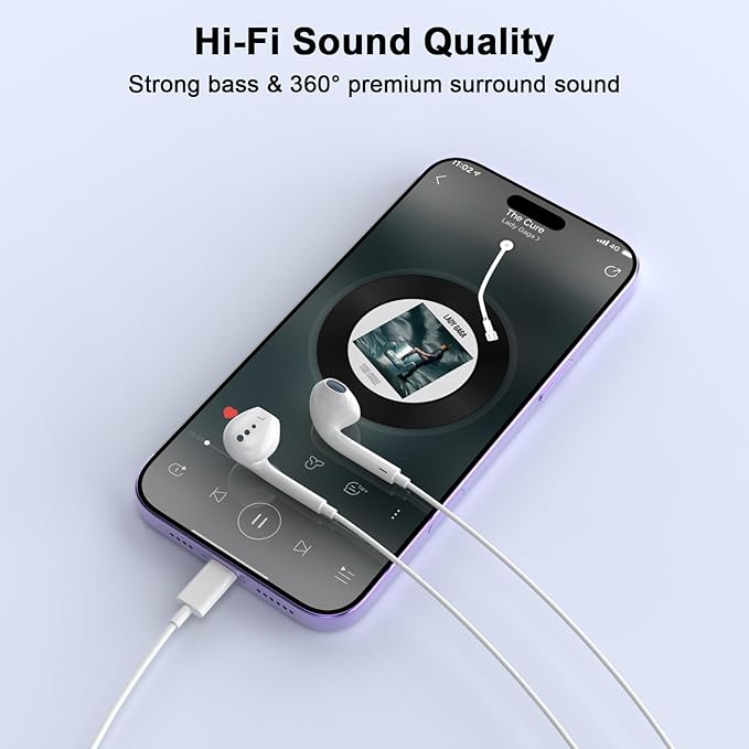 [Apple MFi Certified] iPhone Headphones Wired, 2 Pack Lightning Earbuds/Earphones Wired with Built-in Mic & Volume Control HiFi Stereo Nosie Reduction Compatible for iPhone 14 13 12 11 Pro Max XS XR X