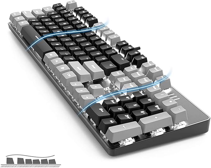 Merdia 104 Keys Full Size Mechanical PC Gaming Keyboard | Hot Swappable LED Backlit Light Up Wired Mechanical Computer Keyboards | Brown Switch US Layout Black & Grey Keycaps Keyboard for Gaming