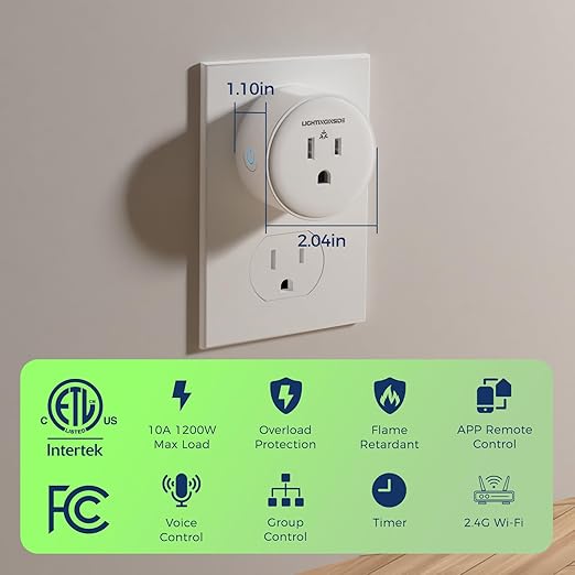 Lightinginside Matter Smart Plug, Compatible with Apple Home/Siri/Alexa/Google Home/SmartThings, Smart Outlet Socket, ETL Listed, APP Remote Control,Timer&Schedule, 2.4G WiFi Only, Hub Required, 4PCS
