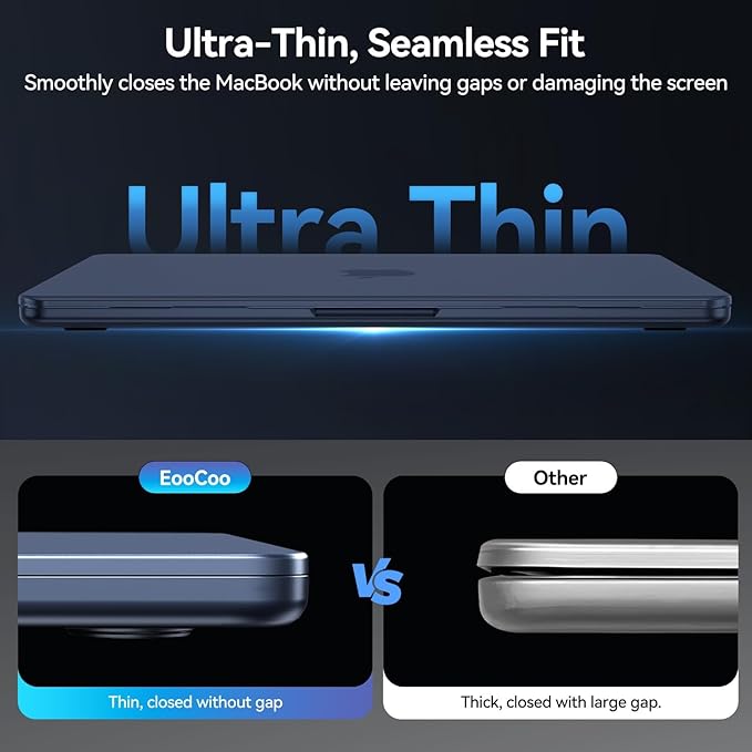 EooCoo Case Compatible with MacBook Air 13 inch M5 2026-2022 M4 M3 M2 A3449 A3240 A3113 A2681, Matte Hard Shell Scratch Resistant Protective Cover Compatible for MacBook Air 13.6 inch, Frost Midnight