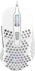 Xtrfy M4 RGB, Ultra-Light Wired Gaming Mouse, Ergonomic Design for Right-Handers, Cutting-Edge Pixart 3389 Sensor, Adjustable RGB Lighting, White Edition