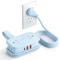 NTONPOWER Blue Travel Power Strip 20W, Travel Essentials 4 Outlets 3 USB(1 USB-C) with 4FT Wrapped Extension Cord Flat Plug, Vacation Essentials for Hotel Travel Camping Cruise Essentials 2026