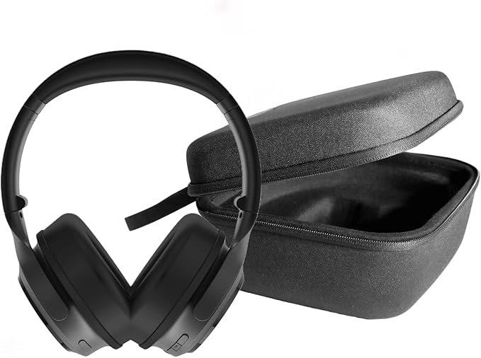 WYZE Noise Cancelling Headphones and Hard Case for Travel, Wireless Over The Ear Bluetooth Headphones with Active Noise Cancellation, Transparency Mode, Clear Voice Pick-up, Alexa Built-in