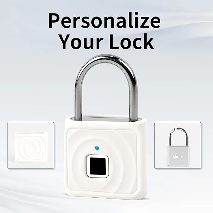 UMIKSMART Biometric Smart Lock, Keyless Fingerprint Padlock with USB Charging, Smart Lock Gift for Students, Gym Lockers, School Lockers, Luggage, Storage Boxes, Fences, Backpacks, Cabinets