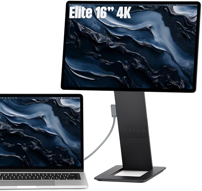 SOTSU FlipAction Elite 16" Portable Monitor | 4K | Super Compact | Pivot Rotate | 3840x2400 DCI P3 | 60Hz | 450 Nits | Full Metal CNC | Perfect Match for Mac and Windows (Space Black)