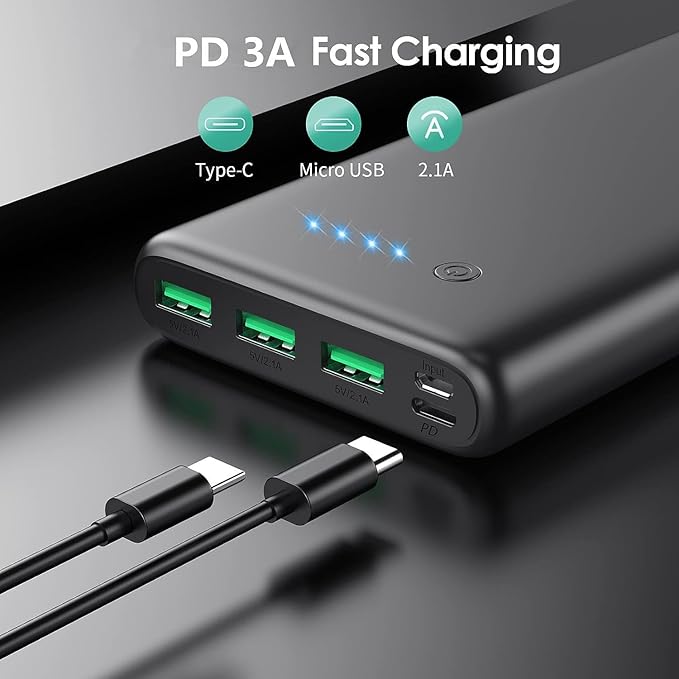 Portable Charger 36800mAh Power Bank,PD Fast Charging USB C External Battery Pack,4 Outputs 2 Inputs Travel Essentials Portable Phone Charger for iPhone 17/16/15/14/13/12,Galaxy S24 Android Phone etc