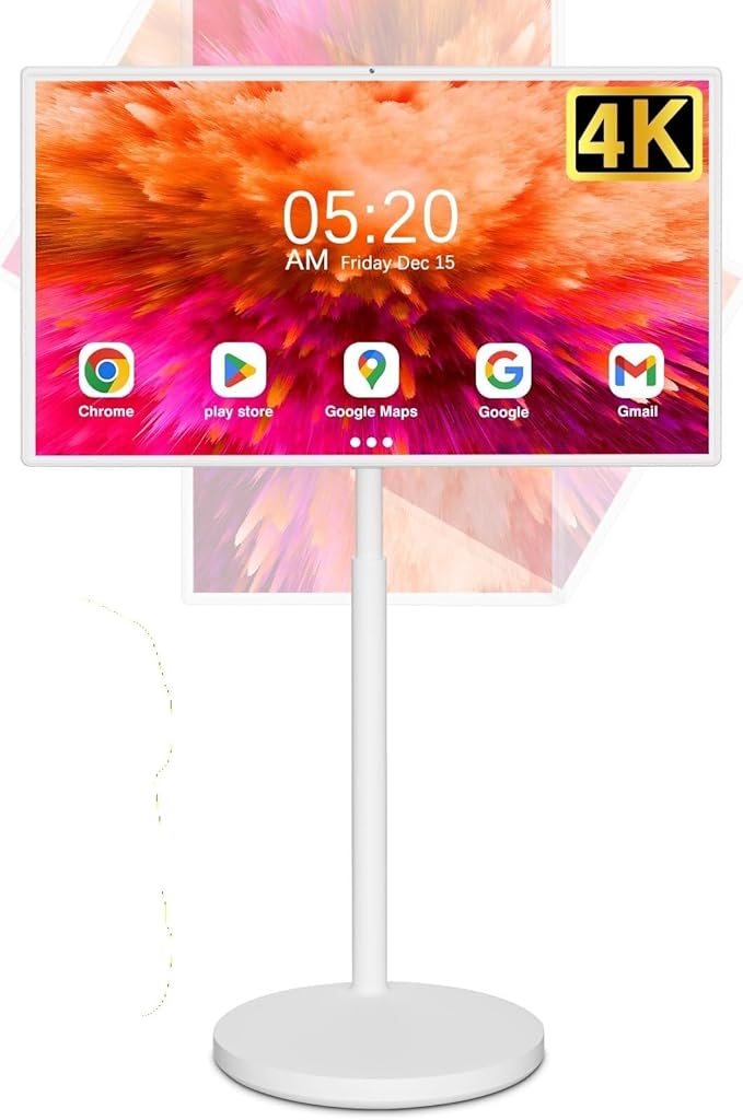 32 Inch Portable Smart TV 4K Touchscreen Display 8GB RAM+128GB Storage Built-in Rechargeable Battery Full Swivel Rotation(4+64G,32 in(4K))