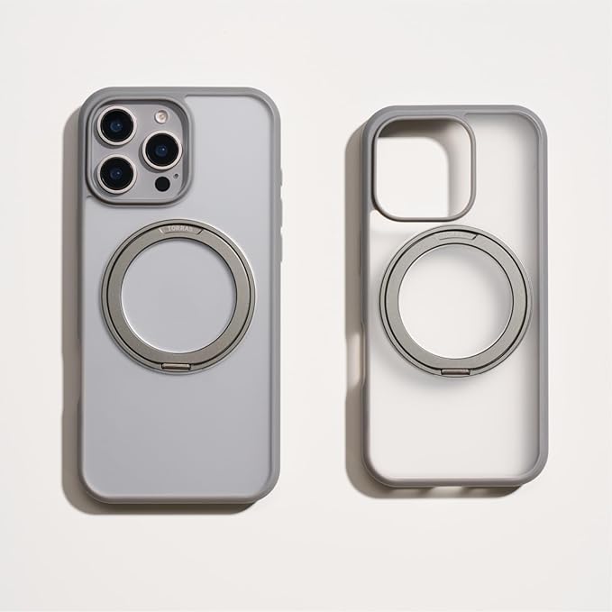 TORRAS 360 Rotatable Magnetic Ring Only for iPhone 16 Pro Max Case, Fit for MagSafe with Stand Ring Holder, 16FT Mil-Grade Shockproof Translucent for iPhone 16 Pro Max PC&TPU Case Ostand, Grey