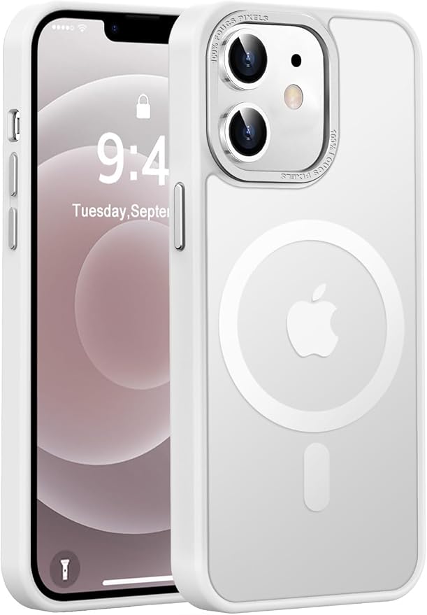 Newfuture Designed for iPhone 12 Case/iPhone 12 Pro Case with Magnetic [13 FT Military Drop Protection] [Compatible with Magsafe] Translucent Shockproof with Anti-Fingerprint Phone Case, Frosted White