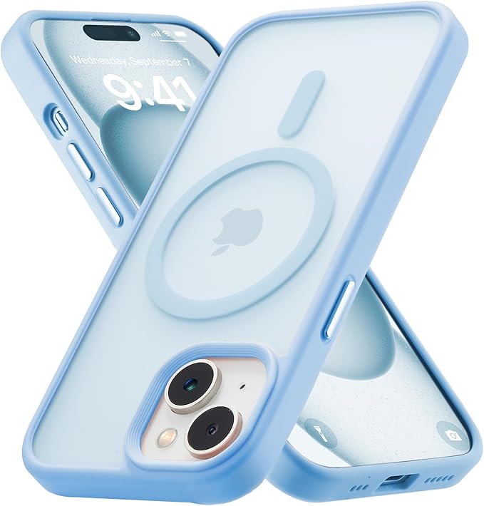 Tigowos for iPhone 15 Magnetic case Fits MagSafe 15FT Drop Resistant Anti-Yellowing Heavy Duty Shockproof Back Cover Fits iPhone 15 Phone Cases 6.1", Sierra Blue