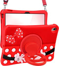 Lotadilo Cute for iPad A16 Case/for iPad 10th Generation/11 Inch Case - Silicone 3D Design for Girls Women Teens Girly Kawaii Funny Cartoon Soft Stand with Lanyard, Red Point