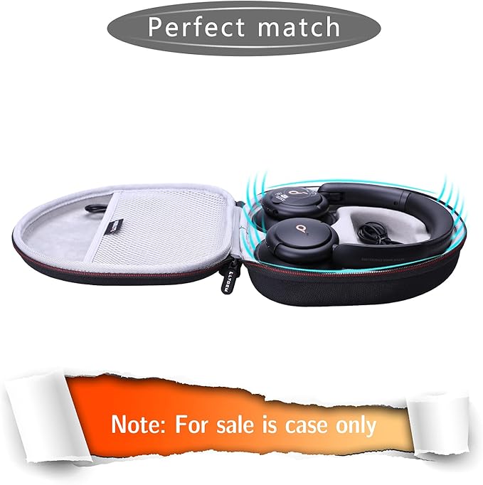 LTGEM Case Compatible with Anker Soundcore Life Q20i / Q20 / Q30 / Q45 Hybrid Active Noise Cancelling Headphones, Black+Gray