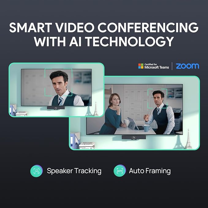 Yealink Video Conference Camera, 4K Webcam, 120 AI Auto Framing, 8 Microphone Arrays & Speaker Tracking, AI Noise Cancellation Teams Certified, Meetingbar A10 All-in-One Conference Room System