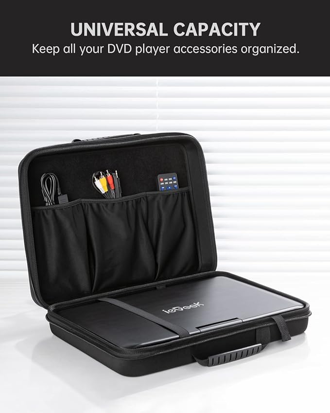 ieGeek Carrying Travel Case for 14.1-17.5 inch Portable DVD Player, EVA Hard Shell Travel Laptop Sleeve Bag, Black