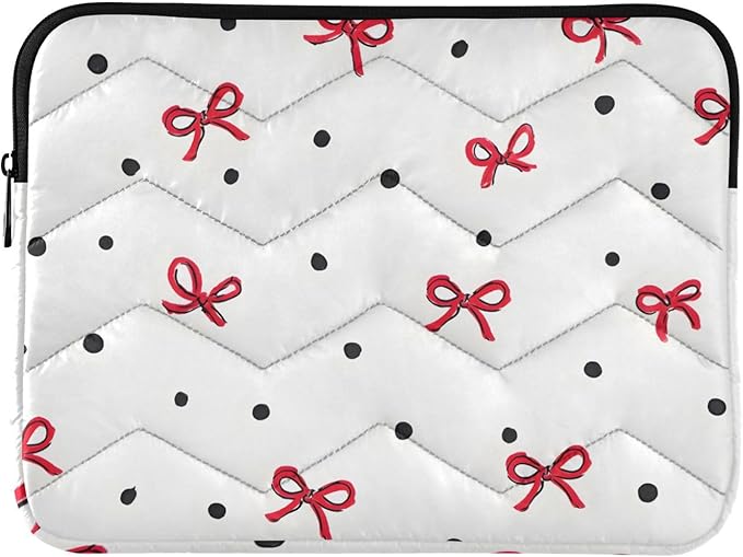 Laptop Case Sleeve, Red Bow Polka Dot Pattern Shockproof Protective Computer Carrying Cover, Briefcase Handbags 13-13.3inch Laptop Sleeve Bag